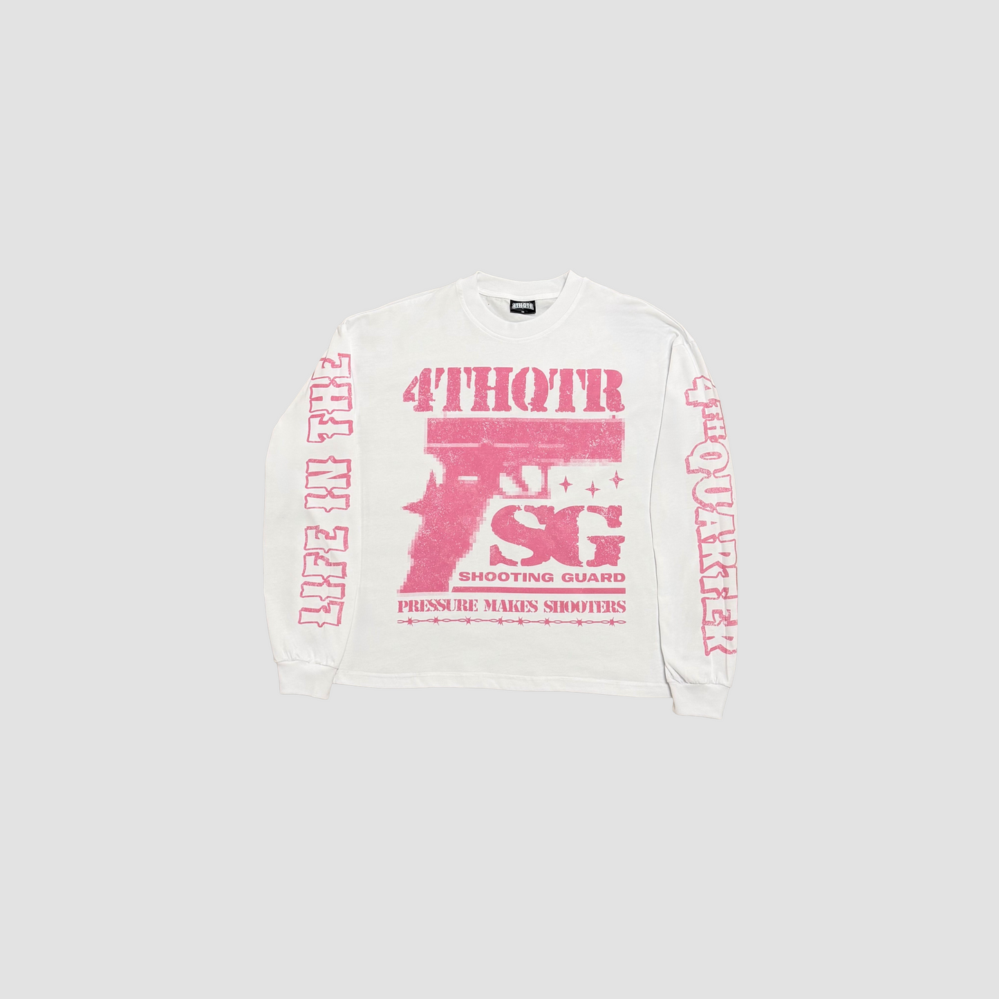 "SHOOTERS" 4TH QTR LONGSLEEVE [WHITE & PINK]