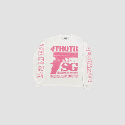 "SHOOTERS" 4TH QTR LONGSLEEVE [WHITE & PINK]