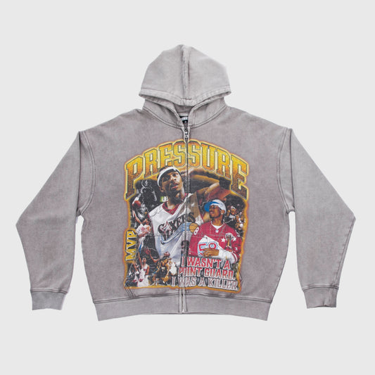 "IVERSON" 4TH QTR PRESSURE HOODIE [WASHED GREY]