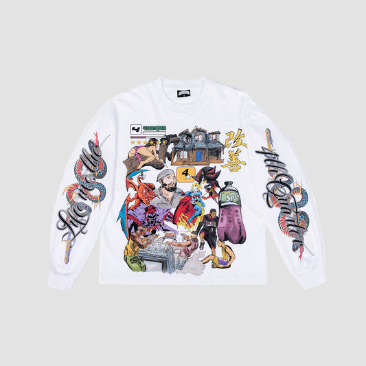 "MASH UP" 4TH QTR LONG SLEEVE [WHITE]  *PRE-ORDER*
